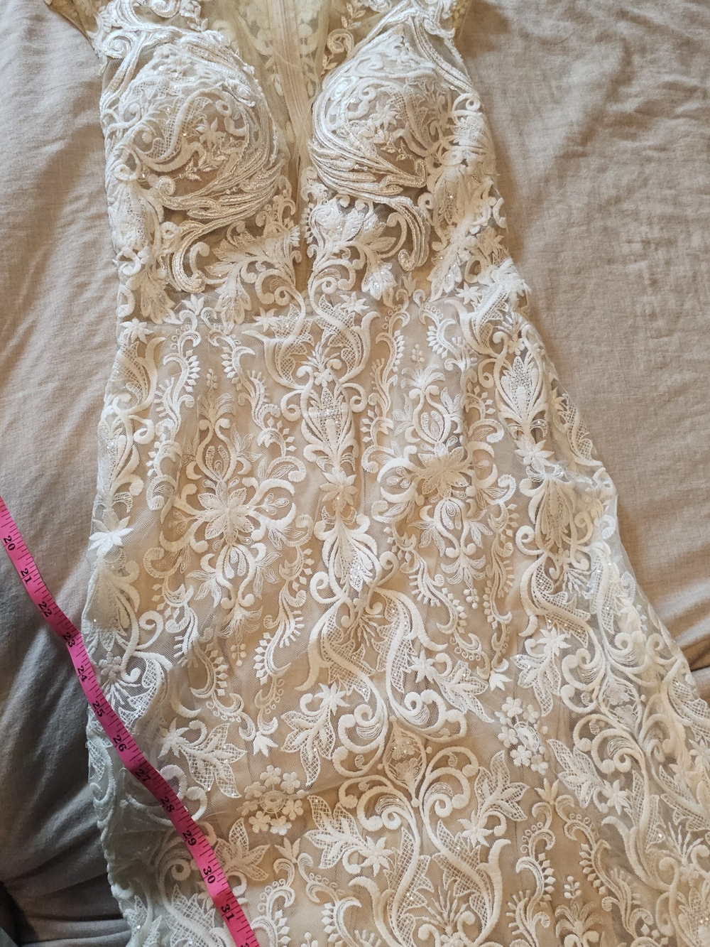 💫Calla Blanche Bridal Gown S 6 Ivory Lace Mermaid Wedding Dress Illusion Beaded